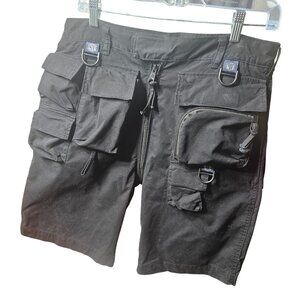 Tactical Cargo Utility Shorts Black Multi-Pocket Design With D-Rings & Zippers F